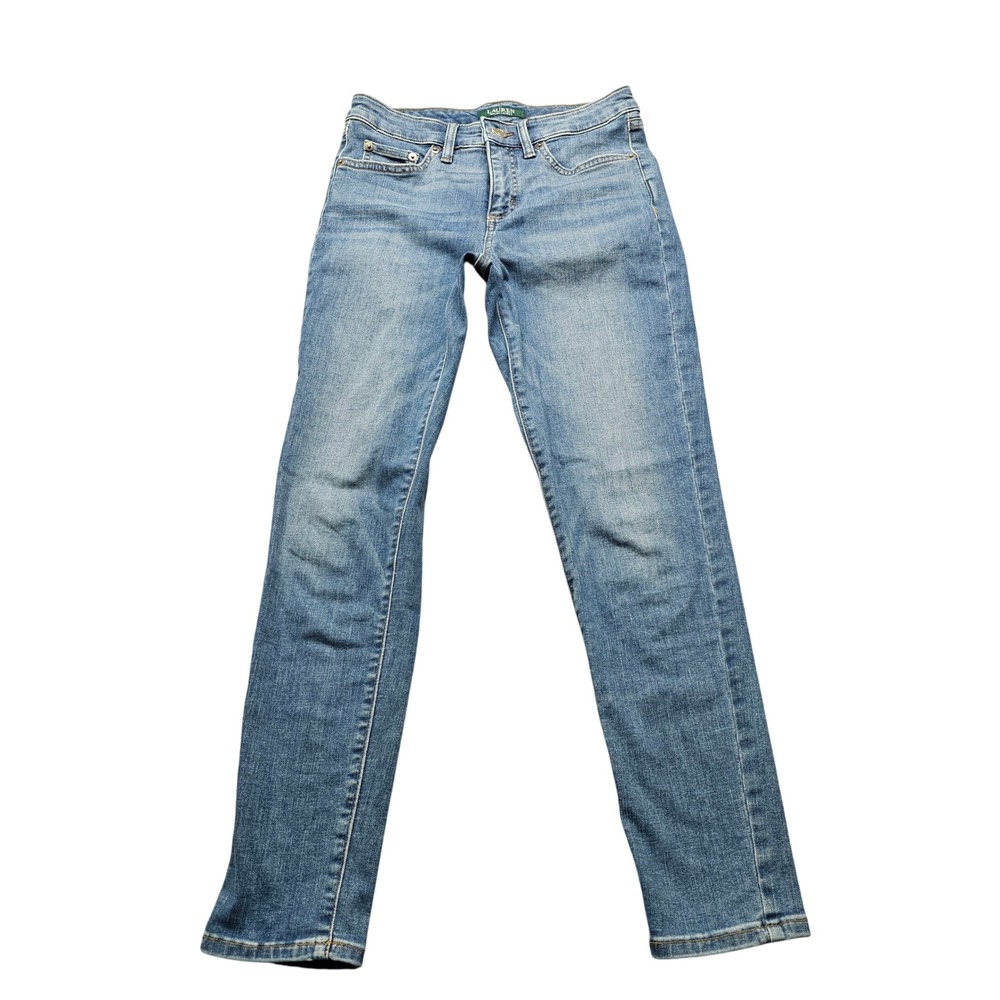Lauren Ralph Lauren Premier Skinny Ankle Jeans Womens 2 Blue Mid Rise Stretch